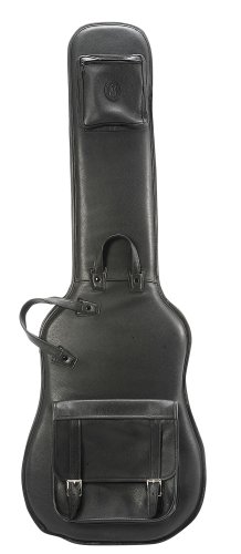 Levy's Leathers LM19-BLK Leather Deluxe Bass Guitar Bag, Black