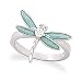 Rhodium Plated Light Blue Enamel CZ Dragonfly Ring