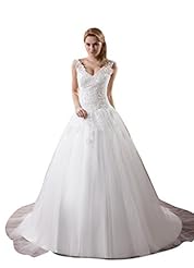 V-neck Organza/Satin Lace Bridesmaid Dress/Wedding Dress 