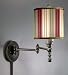 Swing Arm Plug in Lamp in Bronze, striped shade