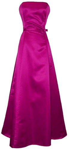 50′s Strapless Satin Long Gown Bridesmaid Prom Dress, Formal, Plus Size, Large, Fuchsia