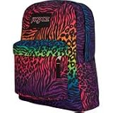 Jansport multi-colored leopard and zebra print superbreak backpack