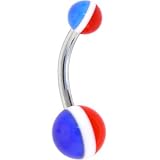 Red White Blue STRIPED Belly Button Ring