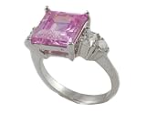 Sterling Silver Square Cut Ring with CZ Accents