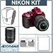 Nikon D5200 DX-Format Digital SLR Camera with 18-55mm DX VR Lens, Red - Bundle - with Nikon 28-300mm VR II Lens, 16GB SDHC Memory Card, Camera Carrying Case, Lens Cleaning Kit