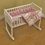 Pink Floral Candy Stripe Cradle Bedding - size 18x36