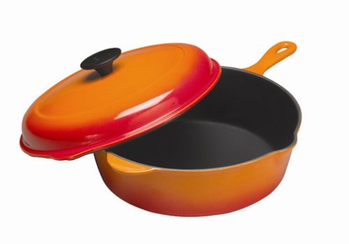 Le Creuset 3-3/4-Quart Deep Covered Skillet with Lid, Flame