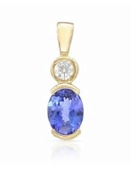 14K Yellow Gold Tanzanite and Diamond Pendant -- LIFETIME WARRANTY
