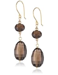 Faceted Smokey Quartz Bead Drop Earrings with Gold Plated Sterling Silver Earwire