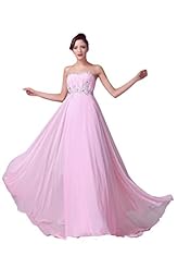 A-line Strapless Chiffon  Fitted Beaded Prom Dress  with a Brush/Sweep Train  With Rhinestones