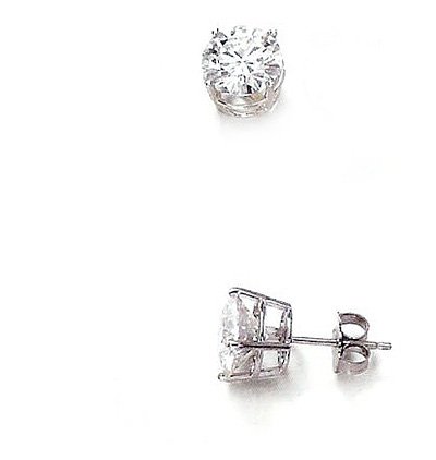 SINGLE STUD! 14k White-gold 04.00MM (1/4CT) Round Moissanite Single Stud Earring