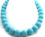 Turquoise Necklaces Royal Turquoise Based Mother of Pearl 18 mm to 12 mm Gorgeous Beads Beaded Necklace 17