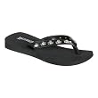 Demonia Shoes Women's STROLL-05, 3/4" Skull Ornament Black Pu Flipflop