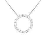 9ct White Gold 0.15ct Diamond Circle Pendant & 18 Chain