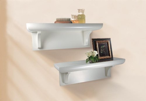 2 Small Solid Wood Shelves w Rounded Edges & White Finish On Sale