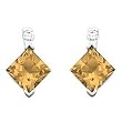 14K White Gold Spessartite Garnet and Diamond Earrings