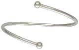 Sterling Silver and CZ Bypass Flex Cuff Bangle Bracelet for European Charm Beads