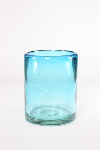 VIVAZ Plain Double Old Fashioned Glass, Turquoise Recycled Glass, Set of 4