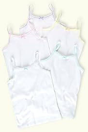 5 Pack Pure Cotton Scallop Trim Cami Vests