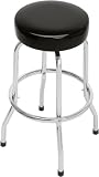 Solid Black Single Foot Ring Barstool without Swivel