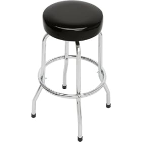Solid Black Single Foot Ring Barstool without Swivel by On The Edge