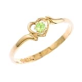 10ct Gold Childrens Peridot Heart Ring size 3.5