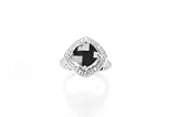 Sterling Silver Fancy Square Cut Black Cubic Zirconia Ring by Crislu
