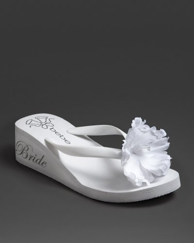 Bebe Bride Wedding Bell Flip Flop White Size X-Small