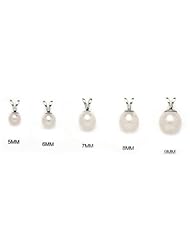 14k White Gold Genuine Pearl Designer Charm Pendant 5 6 7 8 9 MM