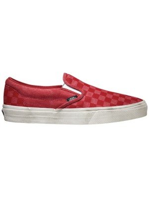 Vans Men's VANS CLASSIC SLIP-ON SKATE SHOES (M6.5/W8, Overwashed Tango red/Checker)