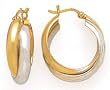 14K TWO TONE CROSS OVER HOOP EARRINGS