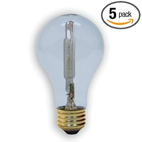 GE 82138-5 75-Watt Reveal with Halogen Long Life A19 Light Bulb, 5-Pack by General Electric