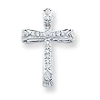 14k White Gold Diamond Filigree Cross Pendant