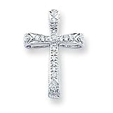 14k White Gold Diamond Filigree Cross Pendant