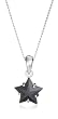 Silver Black Cubic Zirconia Star Pendant on adjustable curb Chain 41cm-46cm