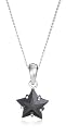 Silver Black Cubic Zirconia Star Pendant on adjustable curb Chain 16"-18"