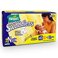 Pampers Swaddlers Diapers Sesame Street, New Born up to 10 lbs (Upto 4.5 Kgs), Jumbo Pack 41885 - 40 diapers / pack, 4 packs