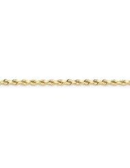 14k Yellow Gold 9.00 Inches 4.00mm Wide D/C Rope Chain with Lobster Clasp Anklet. Weight: 11.64 Grams - 30 Day Money Back Guarantee