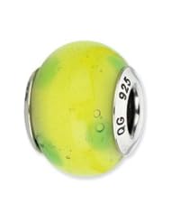 Sterling Silver Lt. Green with Dots Italian Murano Charm