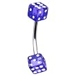 16 Gauge Blue Dice Eyebrow Ring