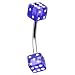 16 Gauge Blue Dice Eyebrow Ring