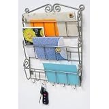 Scroll Letter Holder with Hooks - Satin Nickel (Satin Nickel) (14.6H x 11.5W x 2.5D)