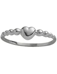 10 Karat White Gold Bead Style Heart Baby Ring