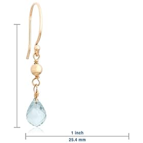 14k Yellow Gold, March Birthstone, Aquamarine Briolette Hook Earrings