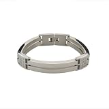 Men's Stainless Steel Polished Link Bracelet w/ Cubic Zirconia Accents, 8"
