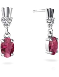 Genuine Pink Tourmaline 14kt White Gold Dangle Drop Earrings