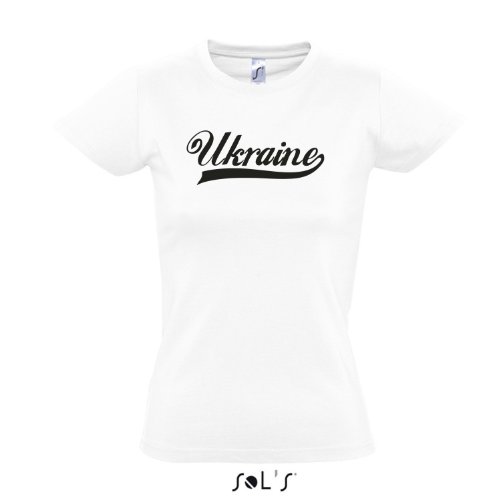 Damen T-Shirt – Ukraine Oldschool LÄNDERSHIRT EM / WM FAN Trikot S-XXL , White – schwarz , M