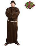 Mens Full Figure Friar Tuck Bald Monk Costume With Robe