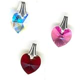 Red Swarovski Crystal Heart Pendant on Little Girl's 14 inch Sterling Silver Chain