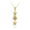 18K Gold over Sterling Silver Starfish and Seashell Pendant
